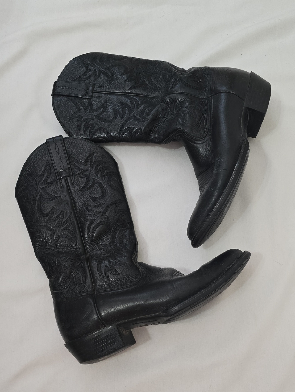 Aria Black Leather Western Boots with Stitch Detail 8.5‎ D